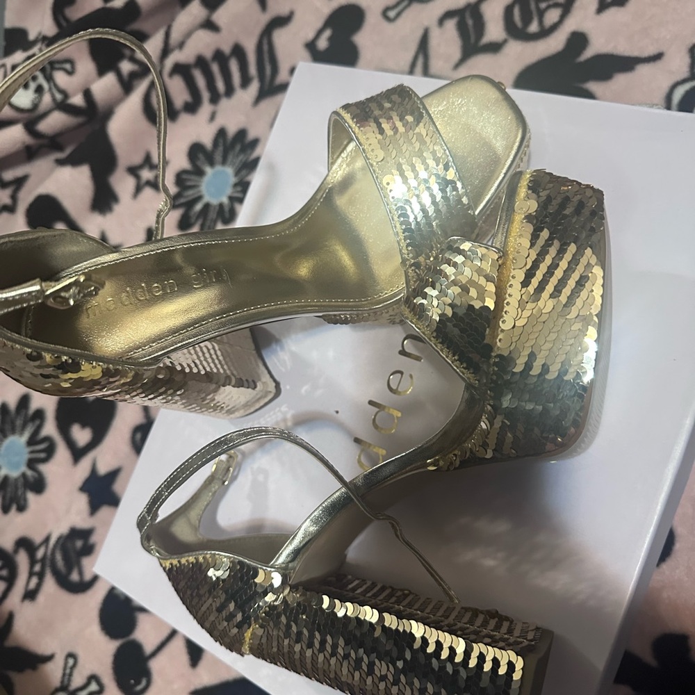 Golden High Heel Sandals